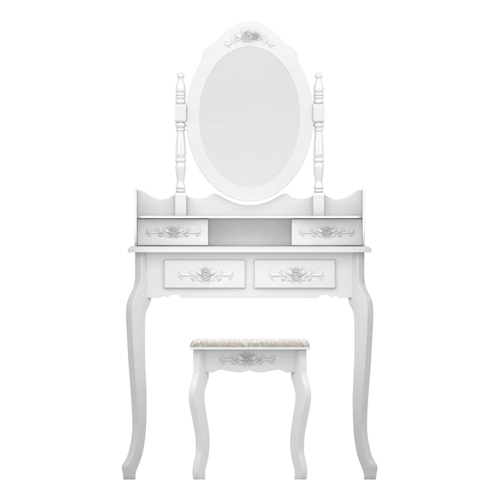 Imseigo 30" W Vanity Desk, Vanity Mirror and Table Set with 4 Drawers, Bedroom Wood Dressing Table Vanity Set with Stool for Women Girls (4 Drawers)