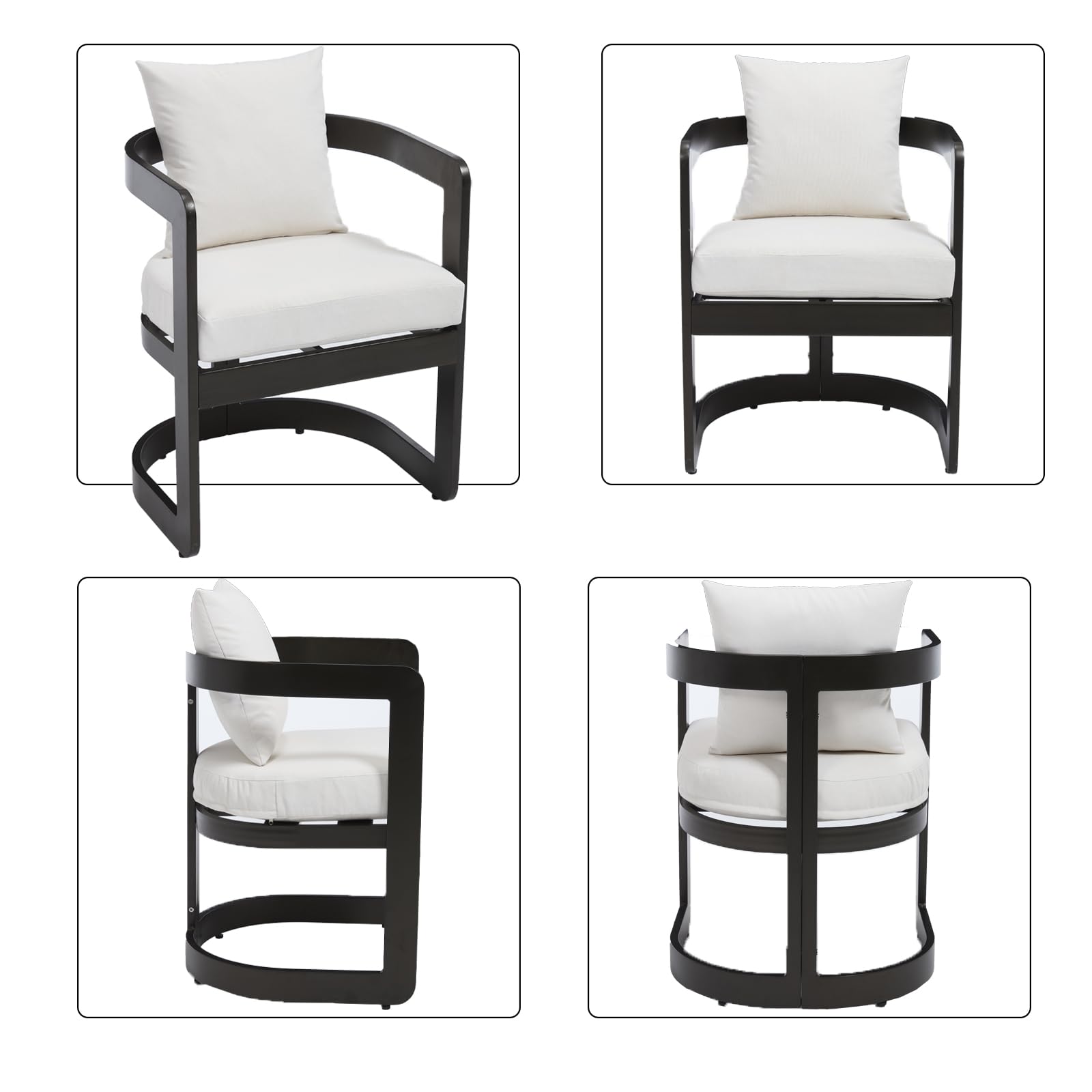 Patio Dining Chairs Set of 2, Modern Outdoor Dining Chairs with Cushions & Backrest