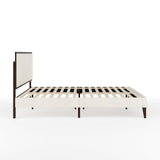 Jett Platform Bed with Headboard, Fabric Upholstered Inset Headboard and Base, Solid