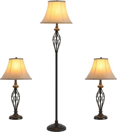 2 Pack Vintage Style Table Lamp, Buffet Table Lamp,Traditional Bedside Lamps, Tall Table