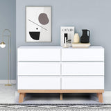 White Dresser for Bedroom 6 Drawer Double Dresser Chest of Drawers Large Storage