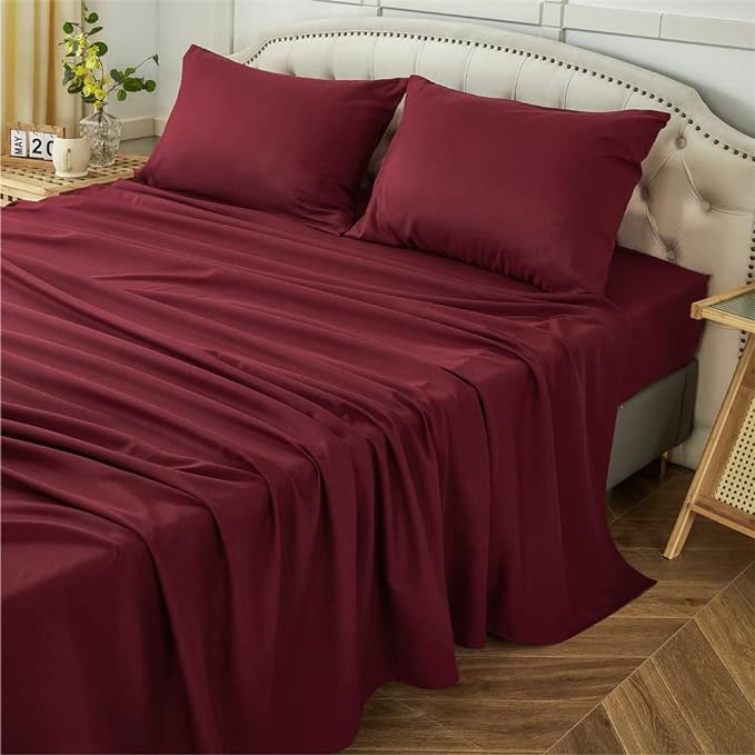 King Size Sheets Set, 4 Piece Microfiber Grey Bed Sheets King Set,Hotel Luxury Super