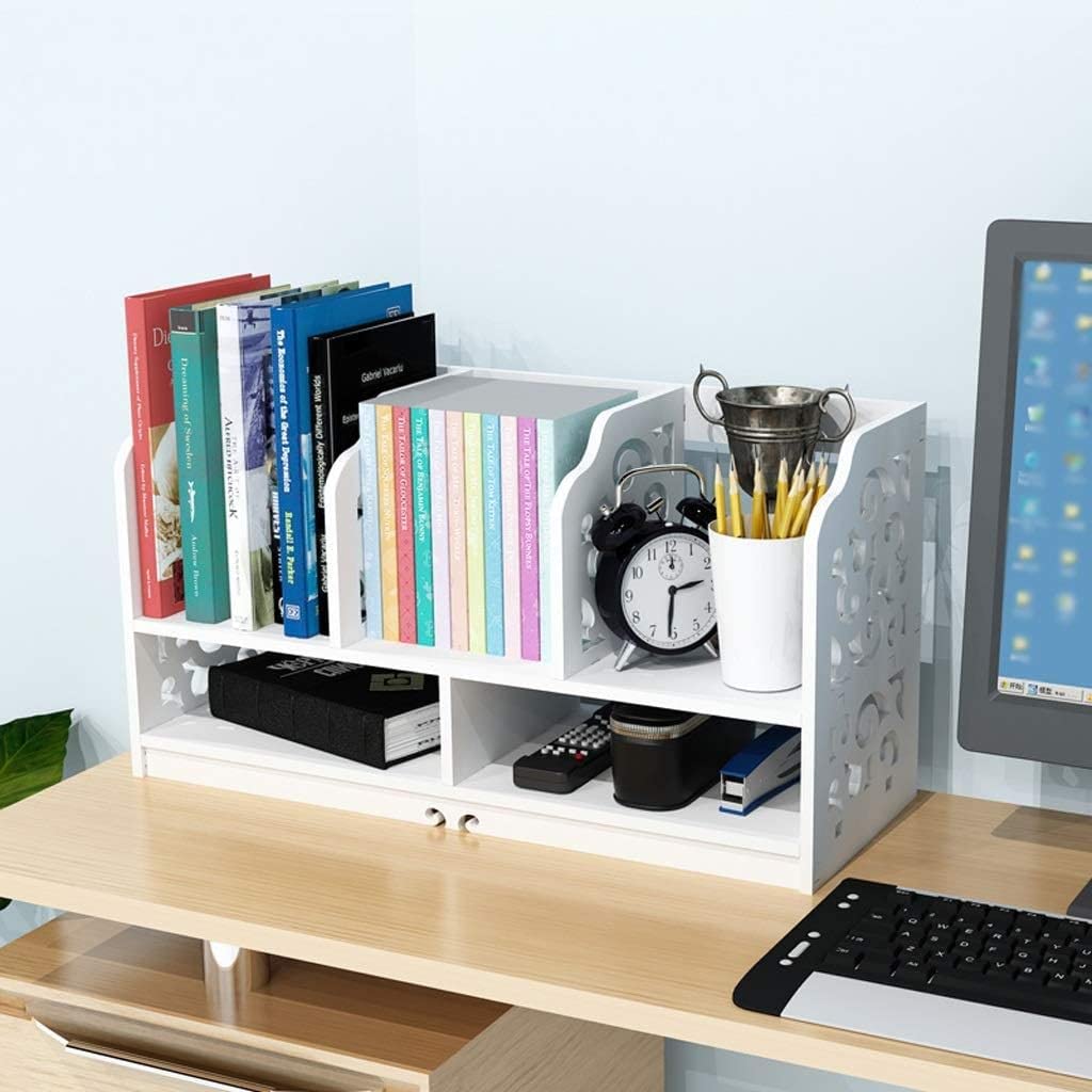 Fashion Bookshelf 2 Tier Bookshelf with 5 Compartments Bookcase Desktop Storage
