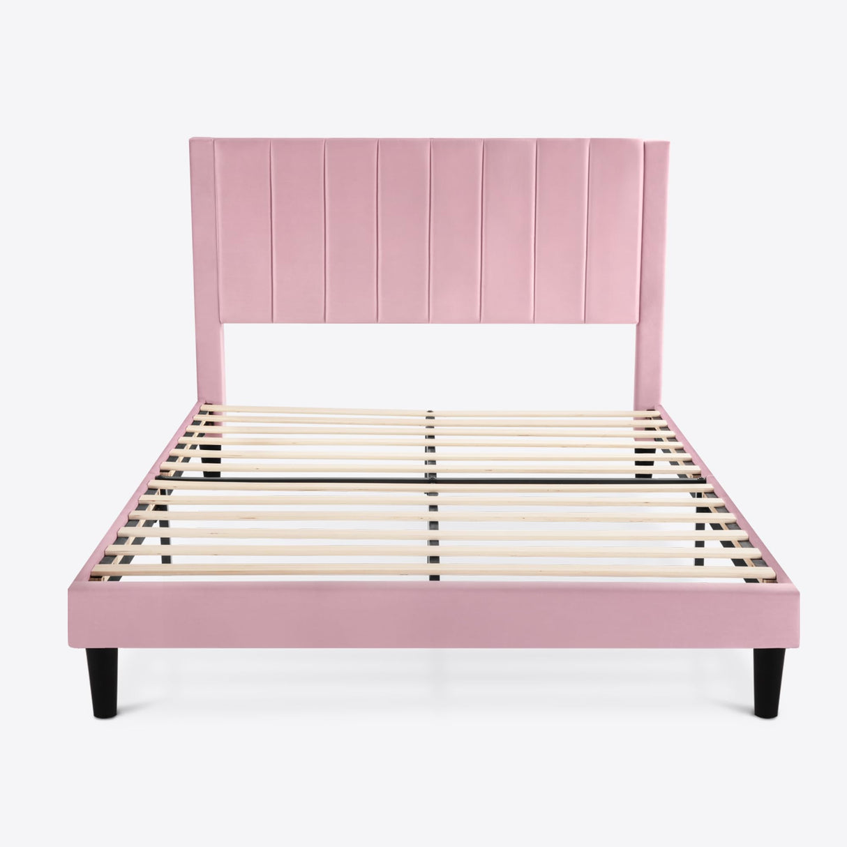 Queen Bed Frame/Velvet Upholstered Platform Bed Frame with Headboard/Strong Wood