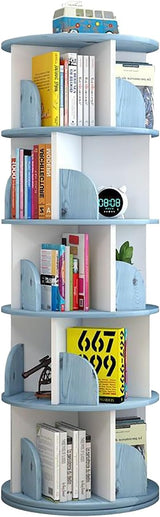 Rotating Bookshelf 360 Display 5 Tier Floor Revolving Bookcase Storage Rack