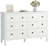 White Dresser for Bedroom, 9 Drawer Dresser with Wide Drawers and Gold Metal Handles