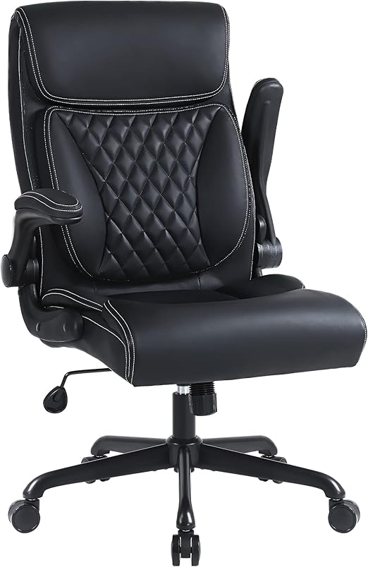 Executive Office Chair Set of 2, PU Leather Computer Chair with Lumbar Support