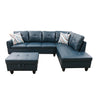 3 Piece L Shape Sectional Sofa Set, Upholstered Corner Couch