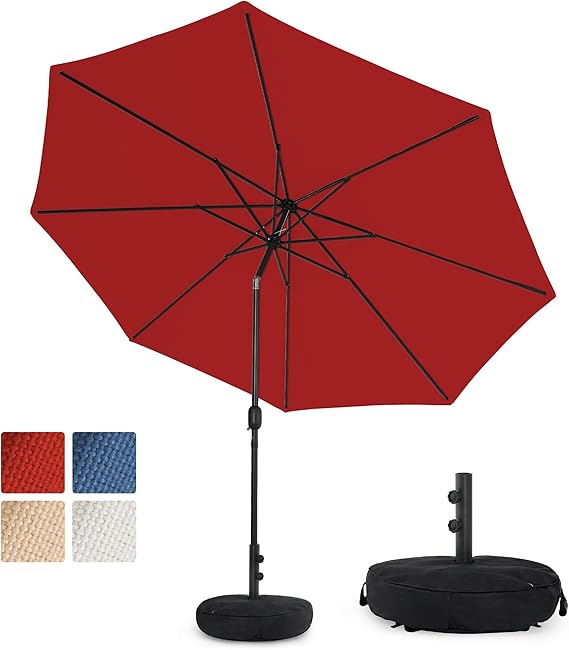 Olefin 5-Year-Non-Fading 10FT Patio Umbrella with Sand Bag Base, Outdoor Umbrella