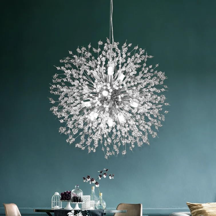 Modern Firework Chrome Crystal Chandeliers, Sputnik Dandelion Chandelier Light Fixture