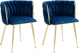 Velvet Dining Chairs Set of 4, Modern Upholstered Dining Chairs with Gold Metal Legs for