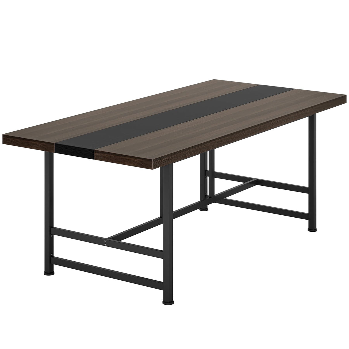 Dining Table for 6-8, 70" Rustic Kitchen Table with Metal Frame