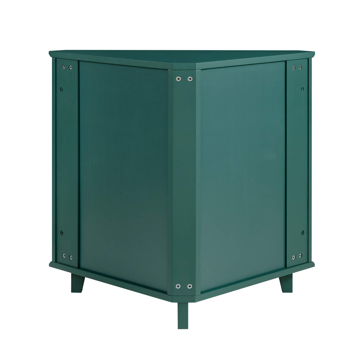 Edison Ronne 32 Inch 2 Door Corner Accent Table with Fretwork Detail - Dark Teal