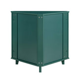 Edison Ronne 32 Inch 2 Door Corner Accent Table with Fretwork Detail - Dark Teal