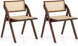 Folding Dining Chairs Set of 4, Wooden Folding Chair with Rattan Backrest & Seat
