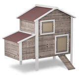 Chicken Coop Hen House with Nesting Box for Yard, Removable Bottom Wooden Poultry