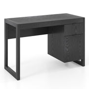 Computer Desk with Storage Cabinet & Drawer, White Wooden Home Office Desk