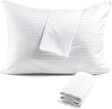 Zippered Pillow Protectors Cover Soft Comfortable Sateen 100% Long Staple Cotton Quiet and Breathable Bed Pillowcase