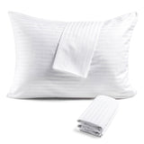 Zippered Pillow Protectors Cover Soft Comfortable Sateen 100% Long Staple Cotton Quiet and Breathable Bed Pillowcase