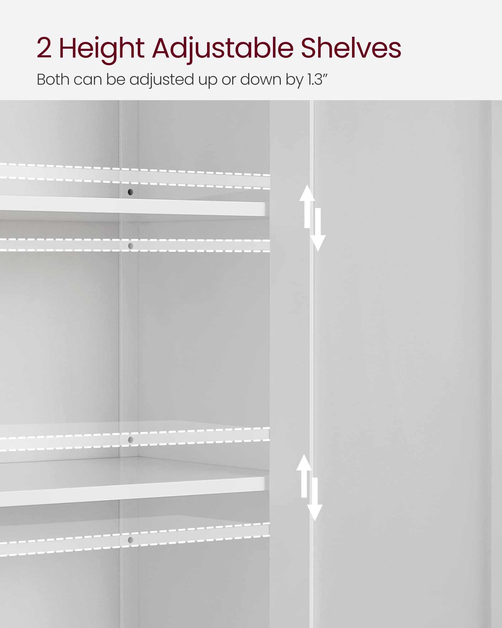 Bathroom Floor Storage Cabinet, Bathroom Storage Unit with 2 Adjustable Shelves,