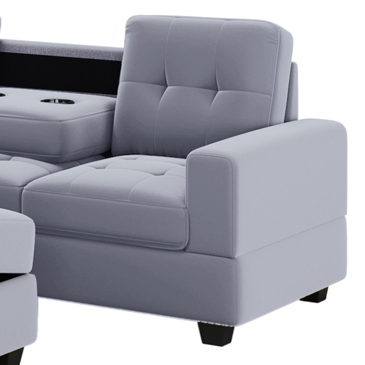 Sofa with Reversible Chaise, L Shaped Couch Set with Storage Ottoman