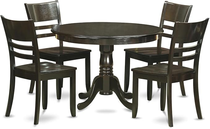 HLLY5-CAP-W 5 Piece Dining Set Includes a Round Dining Table with Pedestal and 4 Kitchen Chairs,