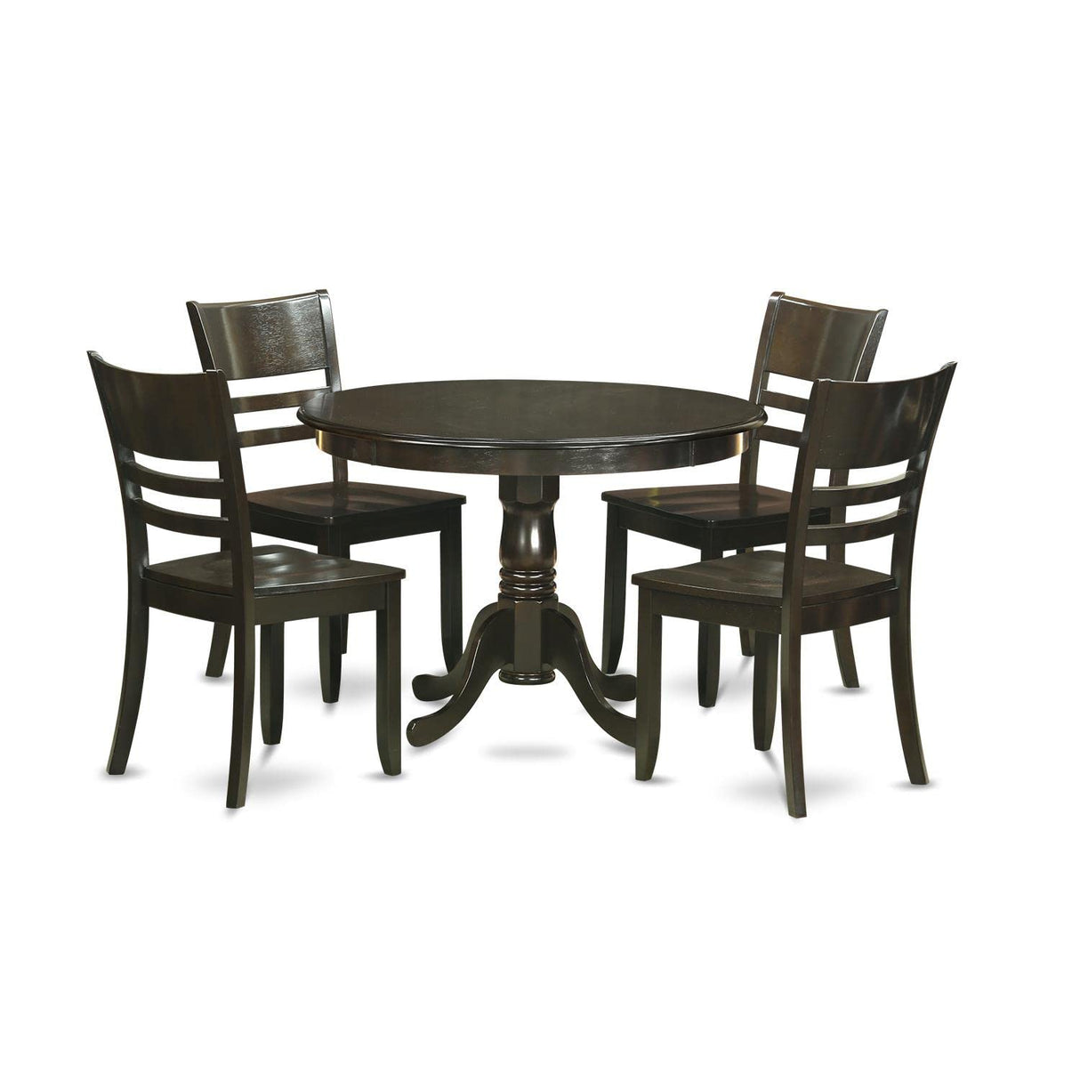 HLLY5-CAP-W 5 Piece Dining Set Includes a Round Dining Table with Pedestal and 4 Kitchen Chairs,