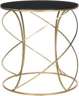 Home Collection Cagney Glass Top Round Accent Table, 0, Gold/White