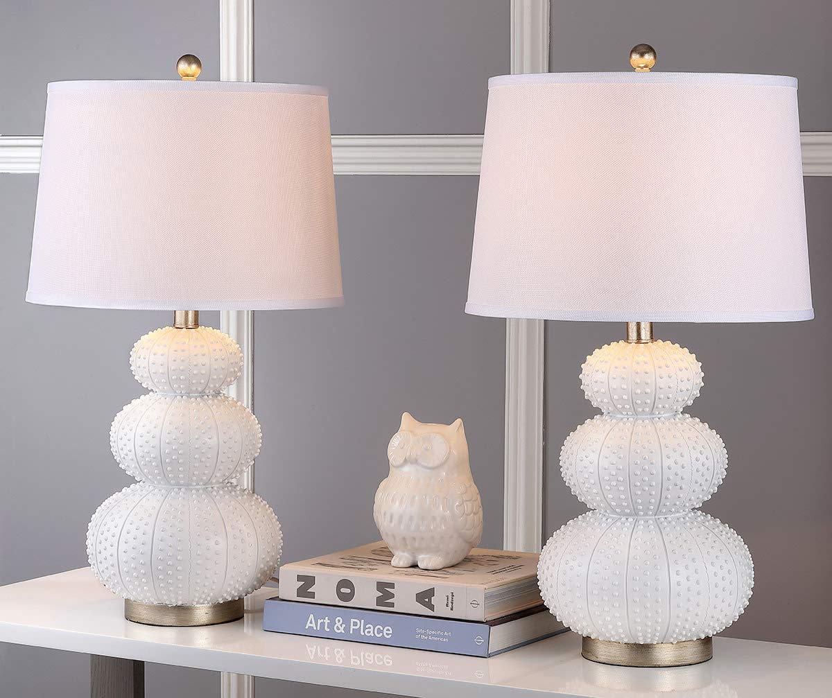 White Triple Gourd Studded Table Lamp Set of 2 - 29 Inch