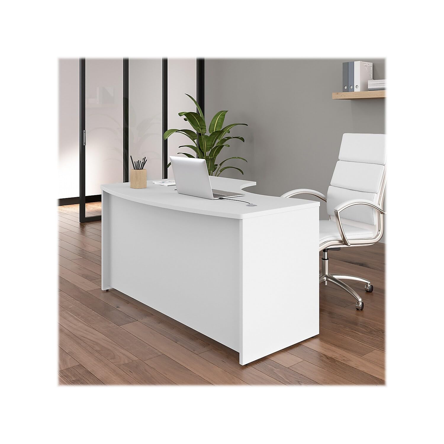 Furniture Studio C 60W x 43D Right Hand L-Bow Desk Shell in White