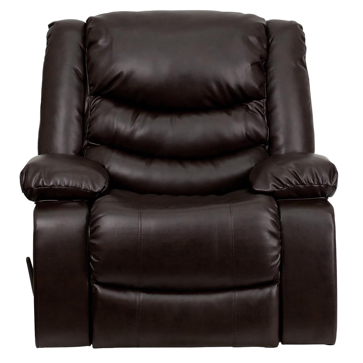 Plush Brown LeatherSoft Lever Rocker Recliner with Padded Arms