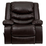 Plush Brown LeatherSoft Lever Rocker Recliner with Padded Arms