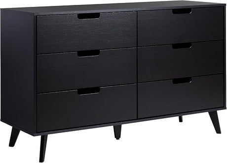 Modern Solid Pine Wood 6-Drawer Dresser with Metal Handles and Generous Storage Space, 52 Inch, Caramel Finish