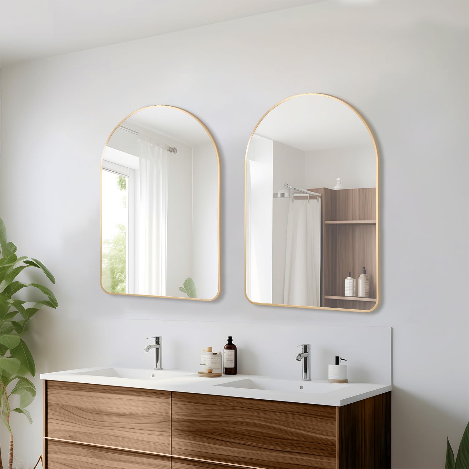 Glod Mirror 24"x36" Arched Mirror Glod Vanity Wall Mirror, Wall Mounted