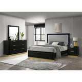 Caraway 4-Piece California King Bedroom Set with LED Headboard Black and Grey