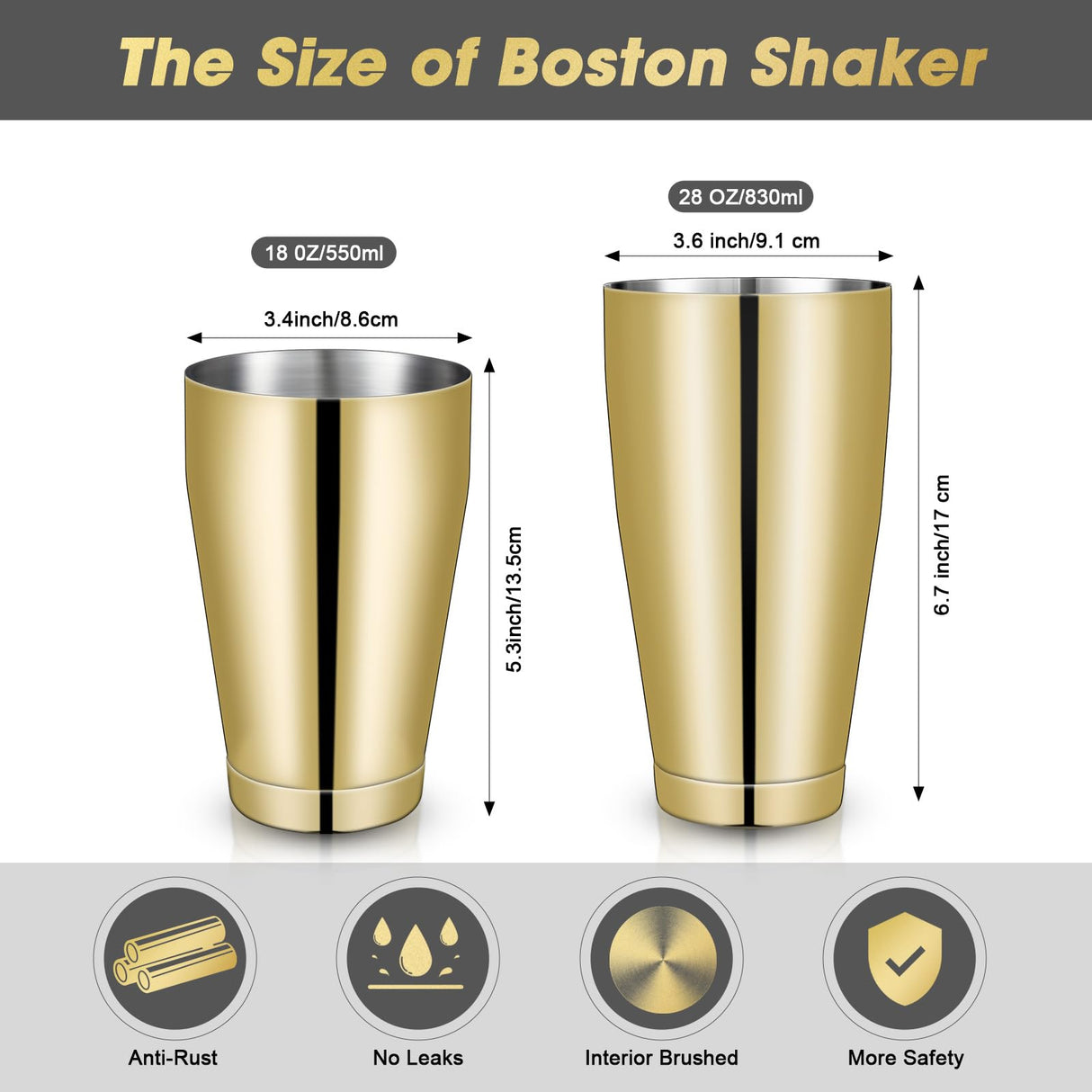 16 Pcs Cocktail Shakers Professional Bar Shaker Boston Shaker Set Stainless