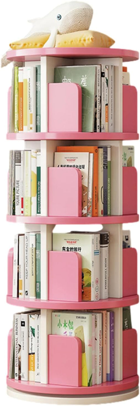 5 Tier Rotating Bookshelf, 360 Display Corner Bookshelf for Small Space