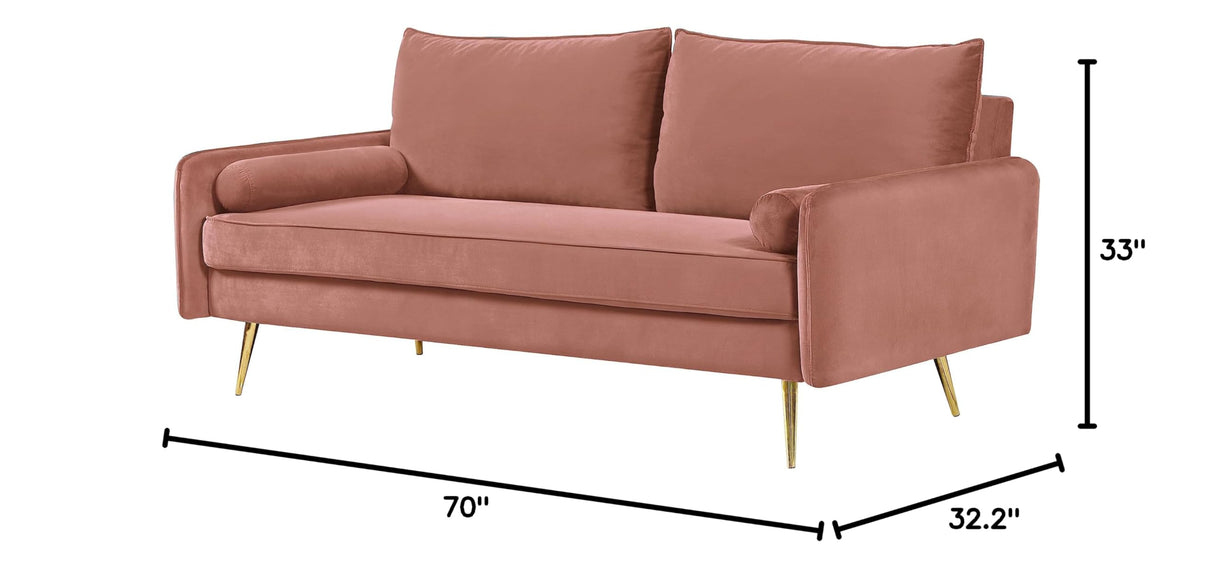 Container Luxury 2-Piece Sofa Set, Chesterfield-Inspired Design with Scrolled Arms, Nailhead Accents & Channel Tufting, Soft Velvet Upholstery, High-Density Foam for Comfortable Seating, Rose