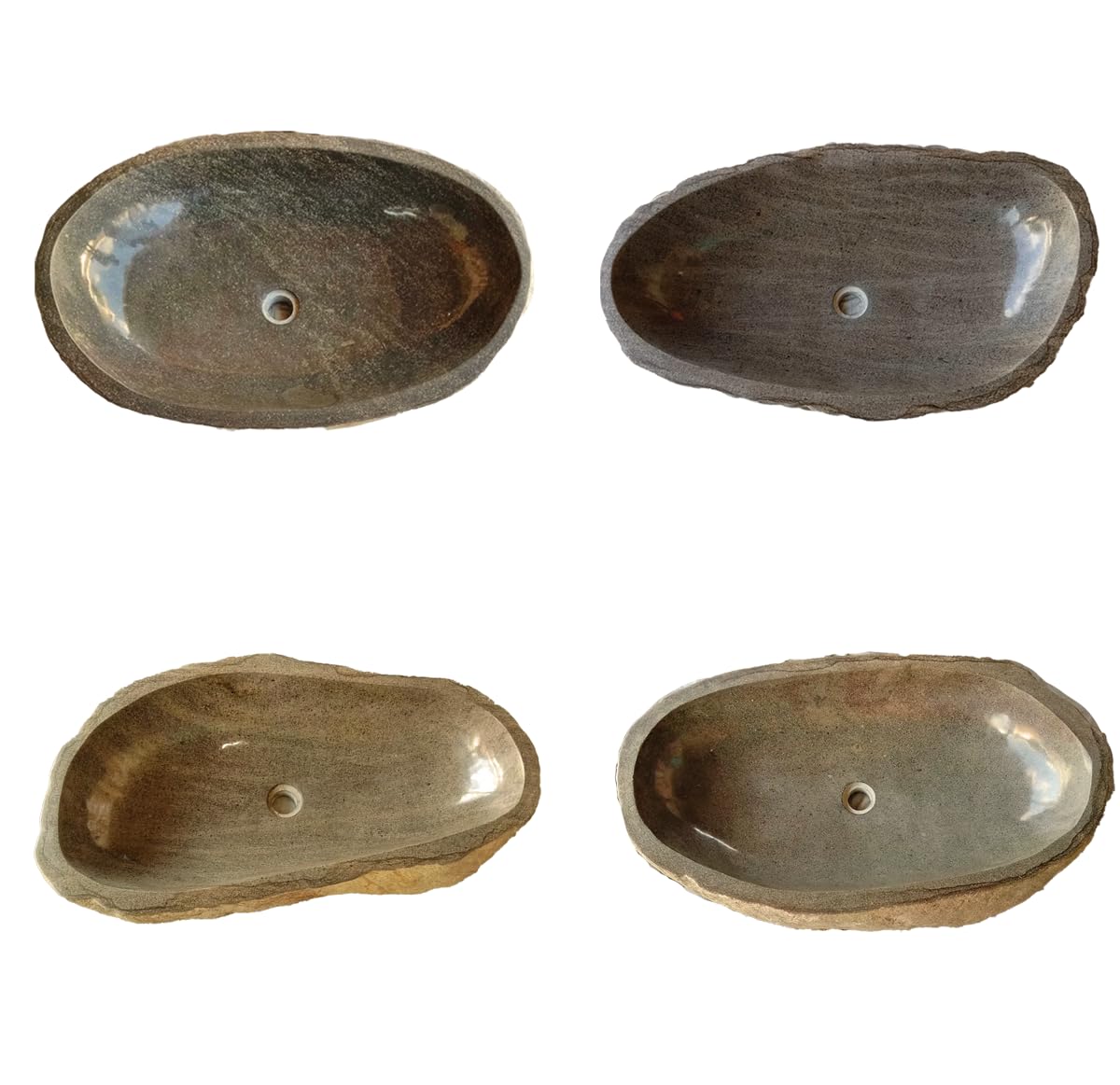 Natural River Stone Vessel Sink XXL – Handcrafted Bathroom Basin, Countertop Vanity