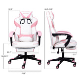 Pink Kawaii Gaming Chair with Lumbar Support