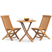 3-Piece Patio Bistro Set, Solid Grade-A Teakwood Folding Bistro Chairs Set