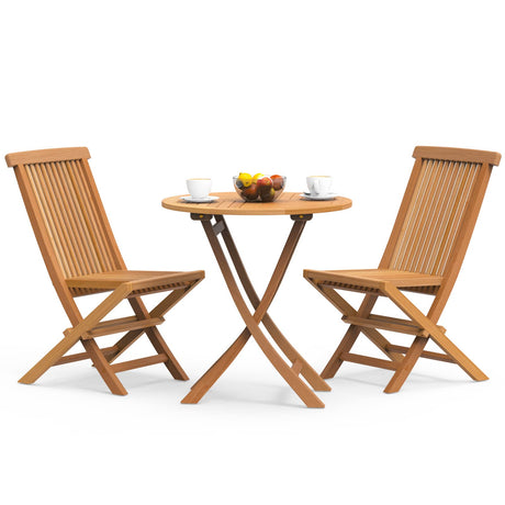 OTSUN 3-Piece Patio Bistro Set, Solid Grade-A Teakwood Folding Bistro Chairs Set of 2, Weather-Resistant Coffee Table Set, Bistro Set for Lawn Balcony Porch Garden Backyard Pool