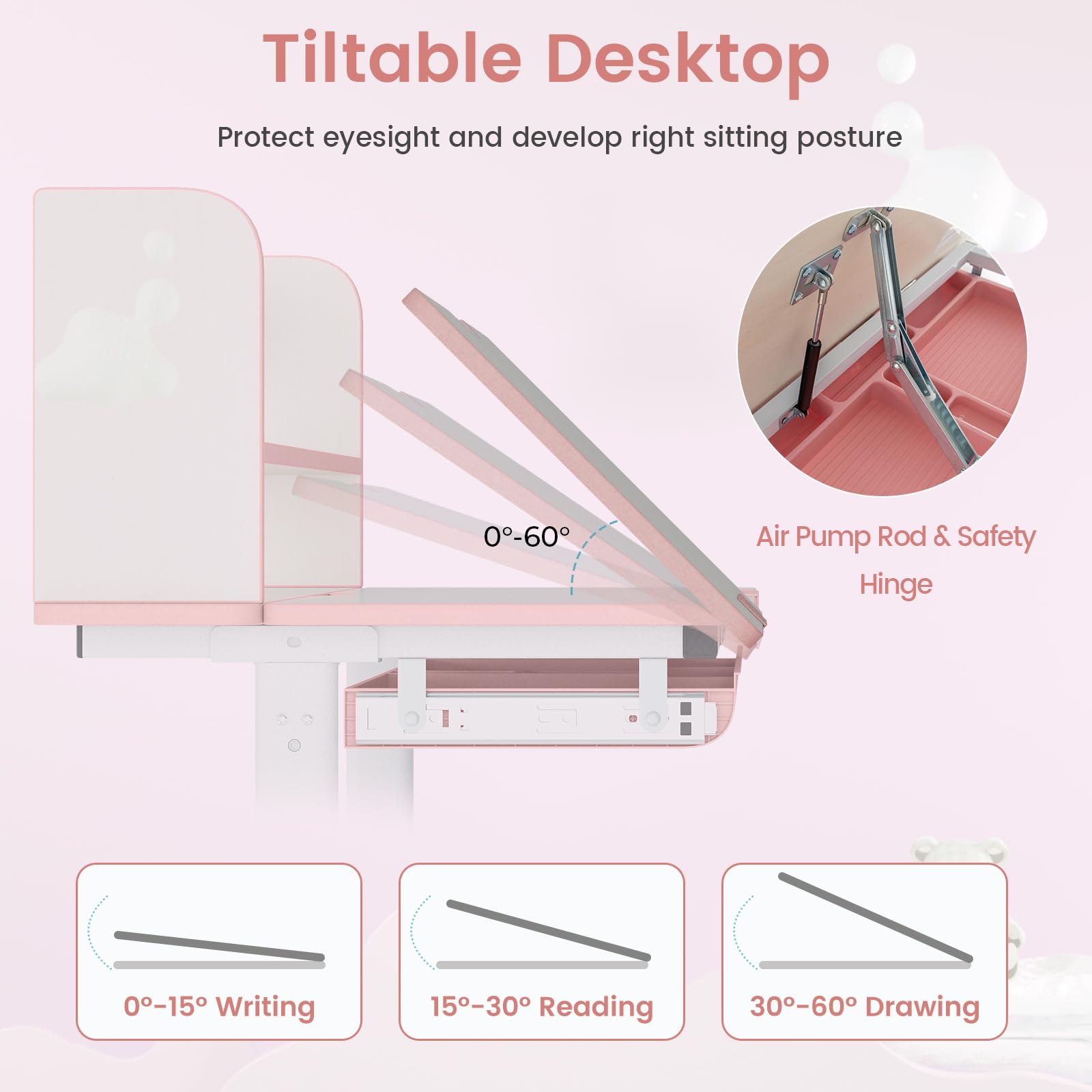 Kids Desk and Chair Set, Height Adjustable Children School Study Table
