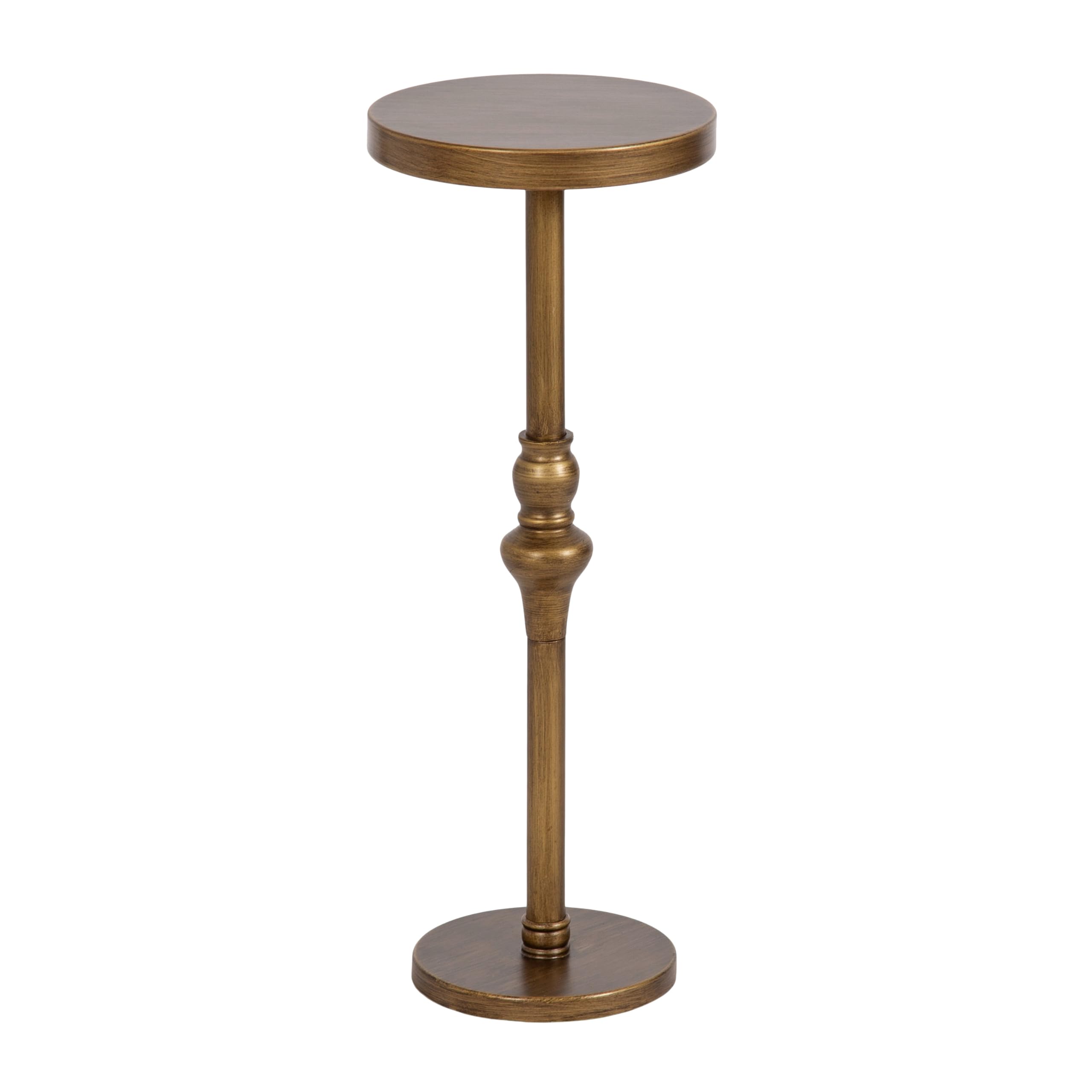 Stratton Vintage Round Pedestal Drink Table, 9 x 9 x 22, Antique Gold