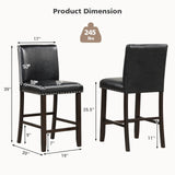 Bar Stools Set of 4, 25.5” PVC Leather Armless Counter Height Chair with Back