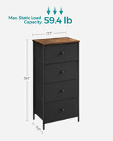 Bedroom, Fabric Dresser with 4 Metal Frame, Small Chest of Drawers, 11.8" D x 17.7" W