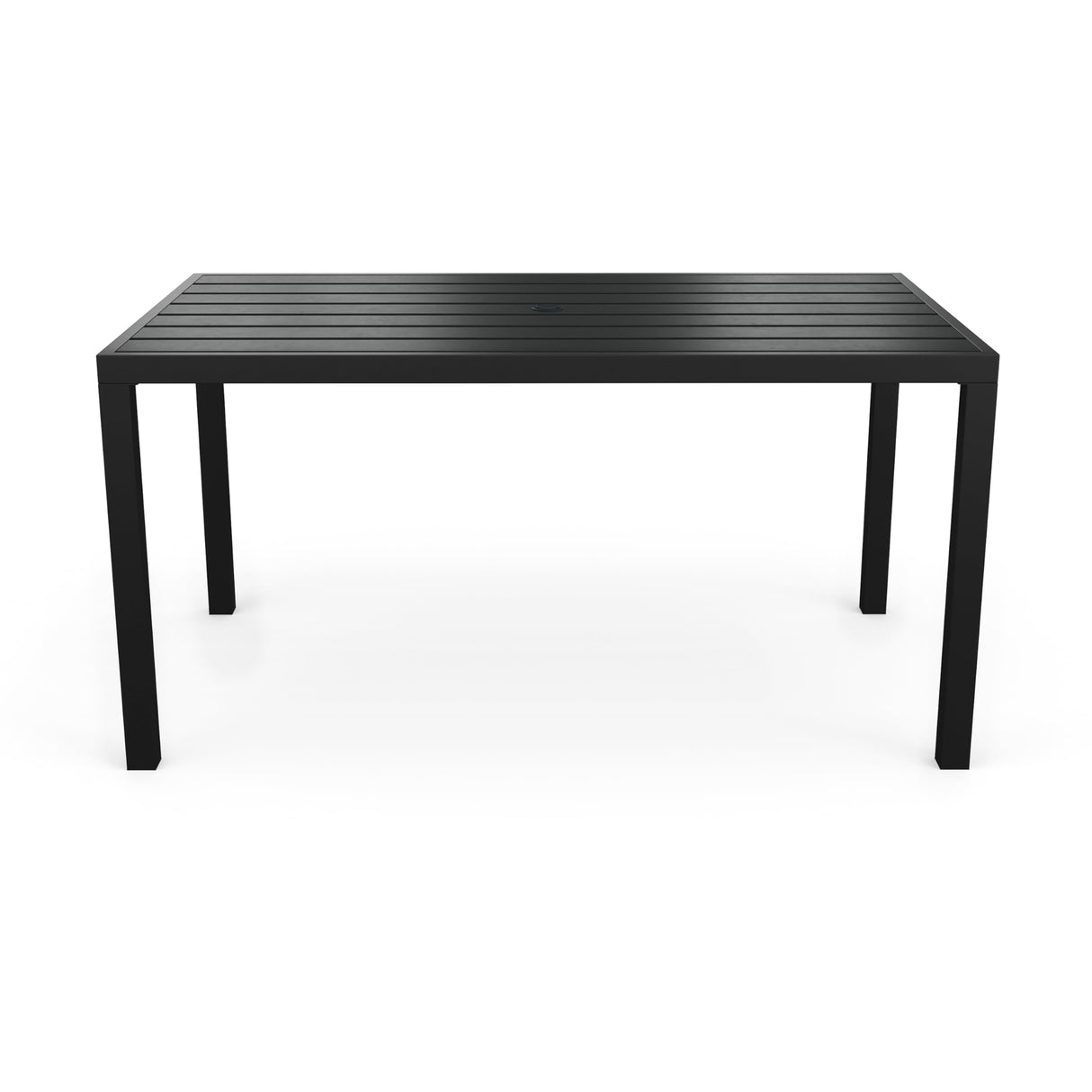 Lily Pond 60" All-Weather Patio Table with Slatted Tabletop, Umbrella Hole