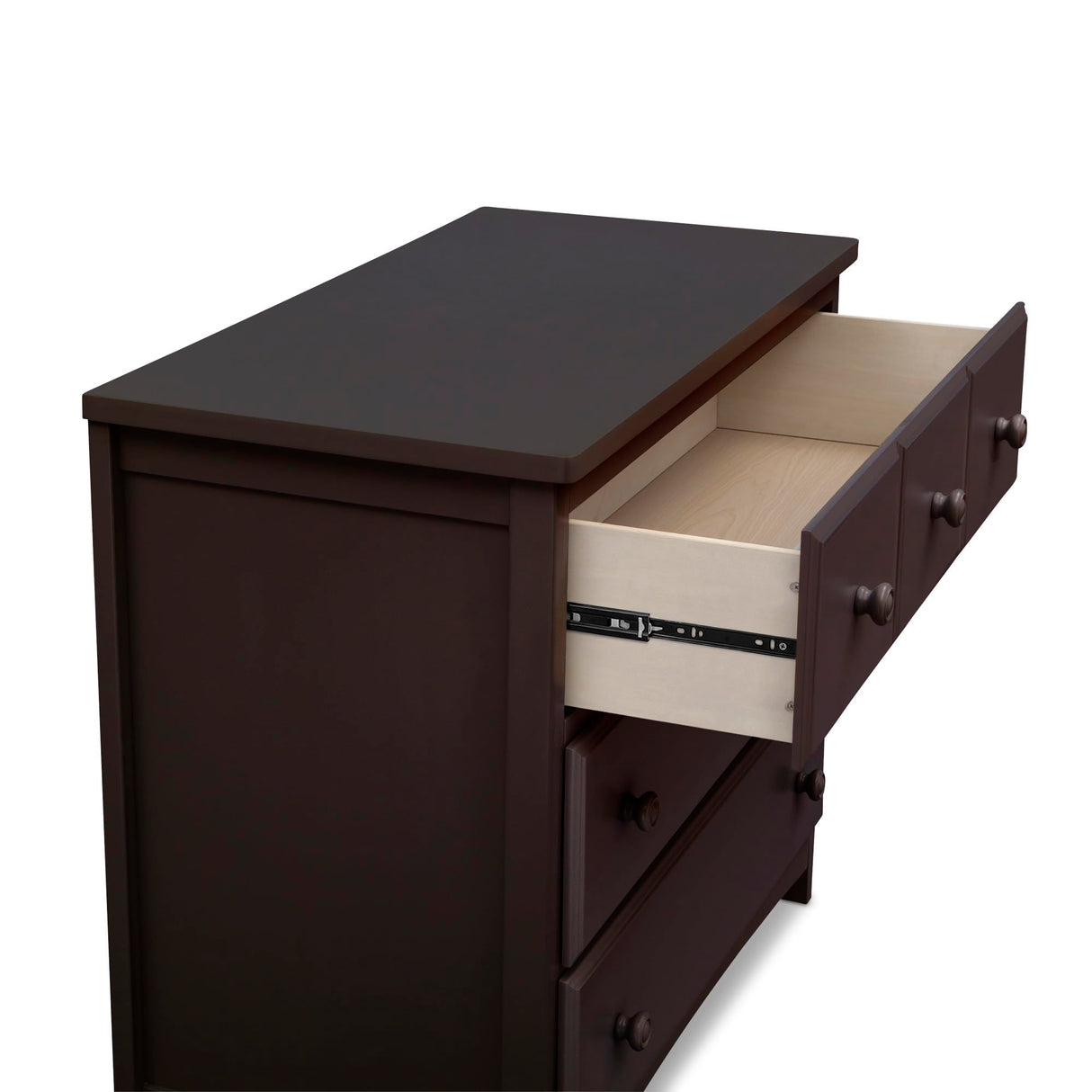 3 Drawer Dresser with Interlocking Drawers, Dark Chocolate