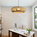 Chinese Zen Living Room Pendant Light Handmade Rattan Hanging Lamp