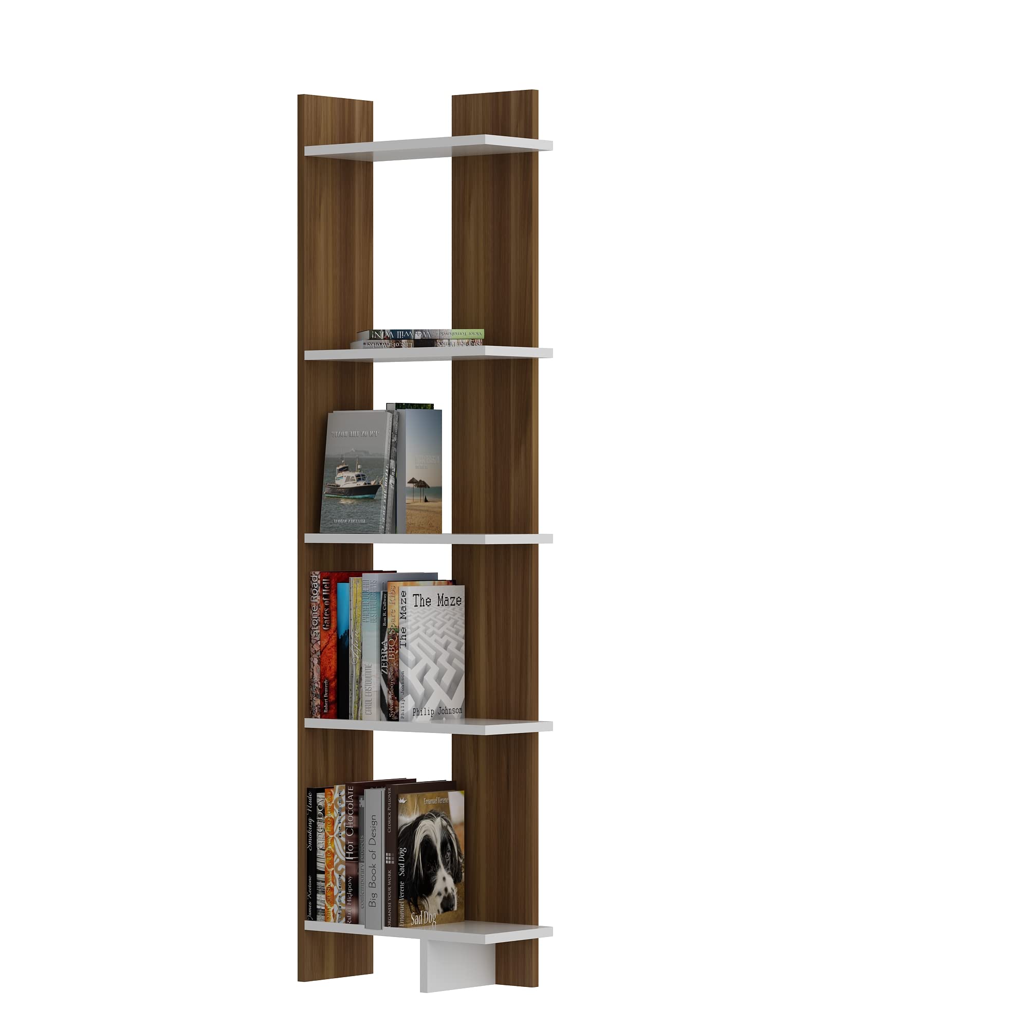 AL67BCB02 67 x 18 x 9 in. Alice Accent Corner Unit Bookcase - Walnut